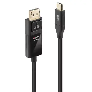 USB Type-C uz DisplayPort adapters kabelis 3 m, Lindy 43303, HDR, melns
