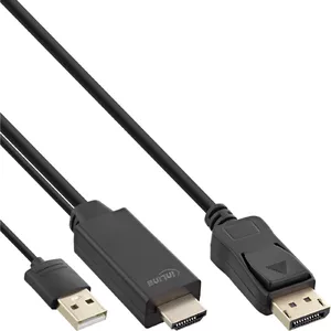 InLine HDMI to DisplayPort Converter Cable 4K black/gold 1m