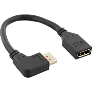 DisplayPort 1.4 adapter cable M/F InLine 17159L 0.15m angled left black/gold