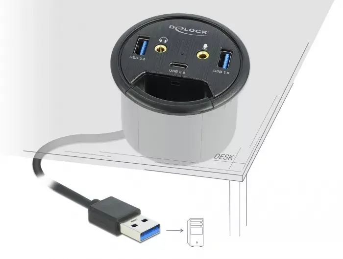 In-Desk Hub USB DeLOCK 3 Port 62794 Photo 3