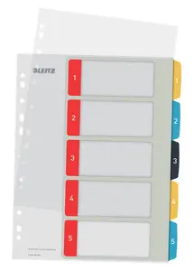 LEITZ Cosy 1-5 Printable Index Numeric Tab Index Polypropylene Portrait A4 Maxi