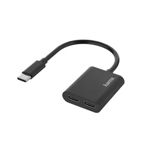 Hama 00200321 kabeļu spraudņu pāreja USB Type-C 2xUSB Type-C Melns