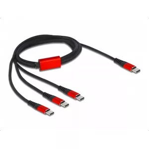 USB Charging Cable DeLOCK 3 in 1 USB Type-C to 3 x USB Type-C 1 m black/red