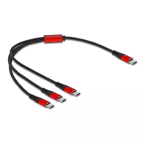 USB Charging Cable DeLOCK 3 in 1 USB Type-C to 3 x USB Type-C 30 cm black/red