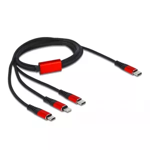 USB Charging Cable DeLOCK 3 in 1 USB Type-C to Lightning Micro USB USB Type-C 1 m black red