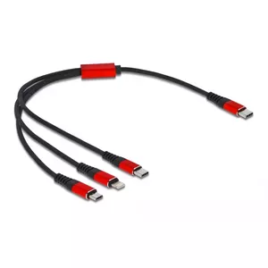 USB Charging Cable DeLOCK 86710 3 in 1 USB Type-C to Lightning Micro USB 30 cm Black Red