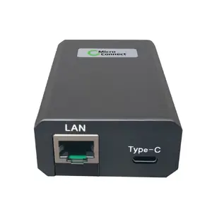 Microconnect POEINJ-60W-USBC PoE адаптер Gigabit Ethernet с выходной мощностью 60 Вт и дальностью действия 100 м в черном цвете