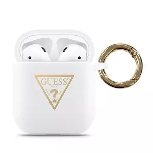Guess Printed Triangle Silicone Case for Apple AirPods 1 & 2, White