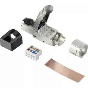 Renkforce RJ45 Connector CAT 8.1 8P8C Toolless Silver RF-4495306 — RJ45 plug for Cat 8.1 cables, 8P8C, toolless assembly