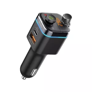 FM transmitter SAVIO TR-12 Bluetooth with USB-C, MicroSD slot, 3.5 mm aux, 87.6–107.9 MHz (Black)