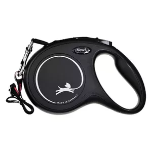 Retractable dog leash Flexi Classic M Tape 5 m — black, cord style, for medium breeds up to 25 kg