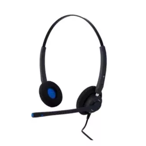 Vadu galvas lente austiņa Alcatel AH 22 U birojam/izsaukumu centram, supraaurāla, 100–6800 Hz, vads 2.4 m, 115 g, melni-zila