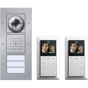 Gira 49546 Video Door Intercom System for 2-Family House, Wired, Aluminum