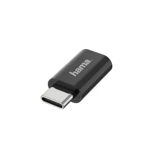 Hama 00200310 kabeļu spraudņu pāreja Micro USB USB-C Melns