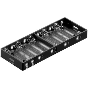 Battery holder Goobay (WENTRONIC) for 10x AA (Mignon) batteries, plastic, black, 57×151×16 mm