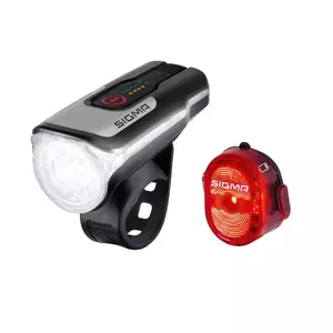 Велофонари SIGMA Aura 80 + Nugget II набор — передний LED 80 лм, USB‑зарядка, корпус алюминий/пластик, питание от батареи