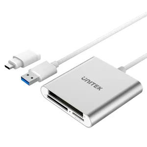 Card reader Unitek Y-9313, USB 3.2 Gen 1, supports CF/SD/MicroSD, 5000 Mbit/s, silver, 0.3 m cable
