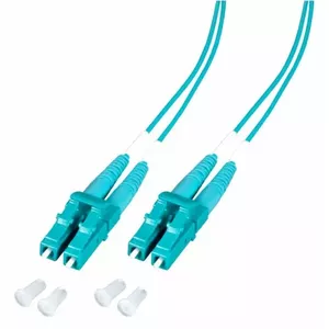Multimode OM3 Duplex Fiber Patch Cable LSZH Aqua, LC/UPC to LC/UPC, 3.0 m