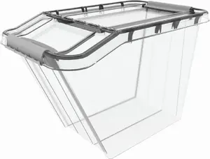 Короб пласт team PROBOX SLANTED 58 л с крышкой, прозрачный корпус, серые защёлки