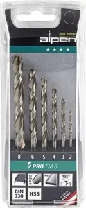 Drill bit set ALPEN HSS metal spiral 6-piece cylinder shank (MPN 0000111806100)