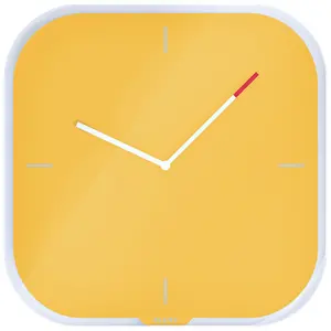 Leitz Cosy Silent Glass Wall Clock Square Yellow