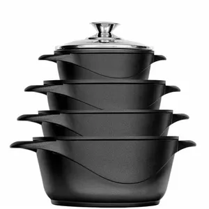 Cookware set Smile MGK-12 — 4 pots with lids, compact kitchen set