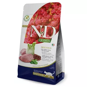 Dry cat food Farmina N&D Quinoa Adult Lamb 1.5 kg — Lamb, 33% protein, 21.5% fat, gluten- and soy-free