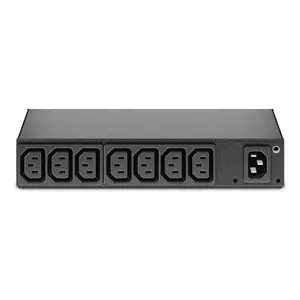 Strāvas sadalītājs APC AP6015A — 8× C13 kontaktligzdas, 0U/1U horizontāls/vertikāls, kabelis 3.65 m, 230 V 10 A, melns