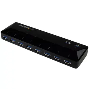 USB-хаб 10 портов StarTech ST103008U2C — 10 портов, Host USB 3.2 Gen 1 Type-B, 2 x 1.5A для зарядки/синхронизации, чёрный