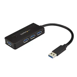 StarTech 4-портовый USB 3.0 хаб ST4300MINI — USB 3.2 Gen 1 Type-A, 5 Гбит/с, питание от сети, чёрный, 4 порта
