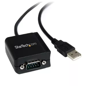USB uz Seriālo RS232 adaptera kabelis StarTech 1 ports FTDI ar optisko izolāciju, DB-9 uz USB-A, 2,5 m, melns
