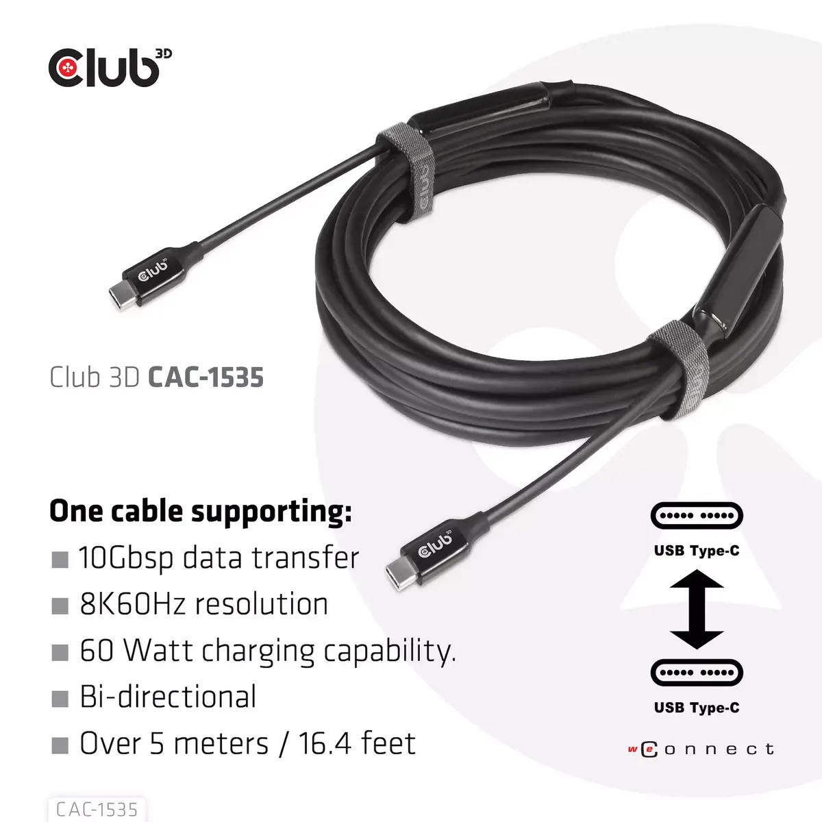 USB 3.2 Gen2 Type C кабель CLUB3D CAC-1535 Photo 5