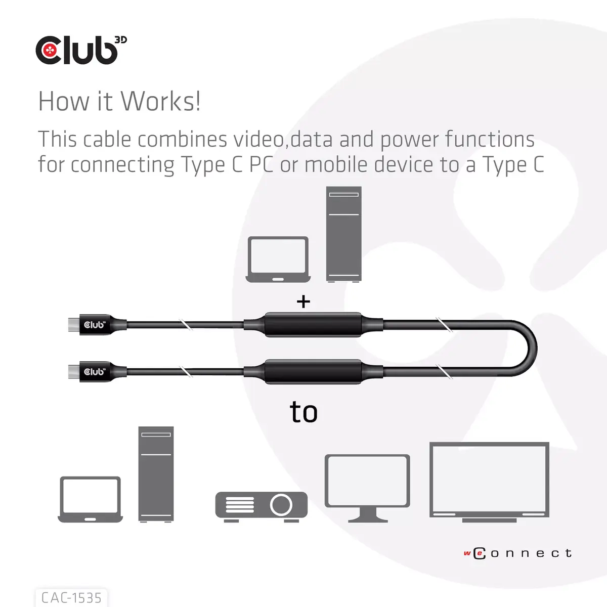 USB 3.2 Gen2 Type C кабель CLUB3D CAC-1535 Photo 6