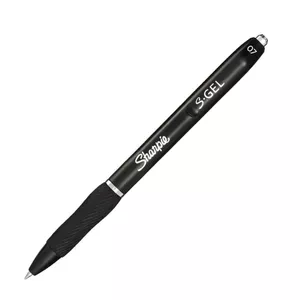 Retractable gel pen Sharpie S-Gel Black — white barrel, 0.7 mm medium tip, clip, ambidextrous
