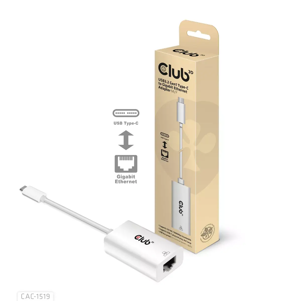 USB3.2 Gen1 Type-C uz Gigabit Ethernet adapteris CAC-1519 Photo 2