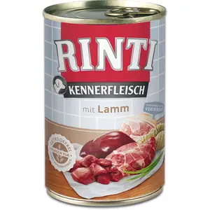 Консервы для собак RINTI Kennerfleisch Lamb Adult 400 г — полнорационный корм, 11% белка, 8% жира, без глютена и сои