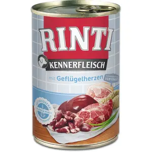 Влажный корм для собак RINTI Kennerfleisch Heart Poultry Adult 400 г, полнорационный, белок 11%, жир 8%