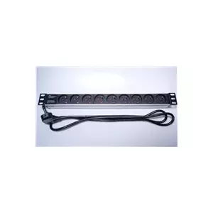 Распределитель питания PREMIUMCORD PDU-F10G09 — 19" PDU, 9×230В розеток, кабель 2 м