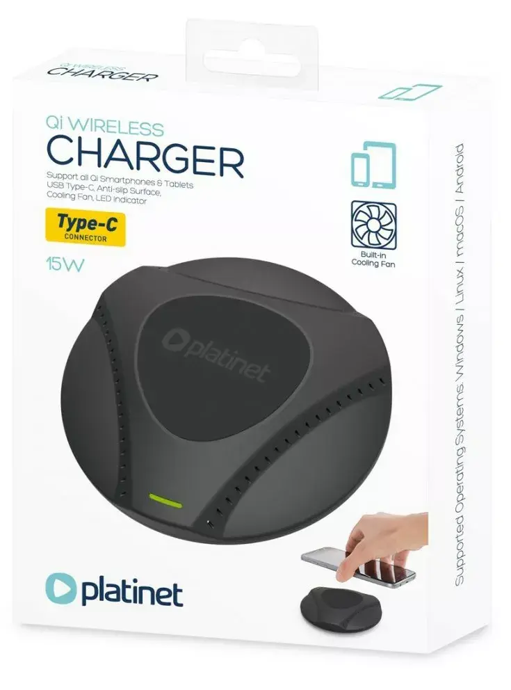 Wireless Charger PLATINET PWC115B with Fan Cooling Photo 3