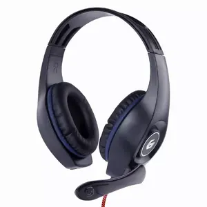 Vadu spēļu austiņas GEMBIRD GHS-05-B, circumaural, 20–20000 Hz, kabelis 2 m, 250 g, melni/zili