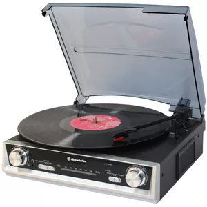 Turntable Roadstar TTR-8634 — 33/45/78 RPM, rotary volume, 3.5 mm headphone, 230 V, Black/Silver
