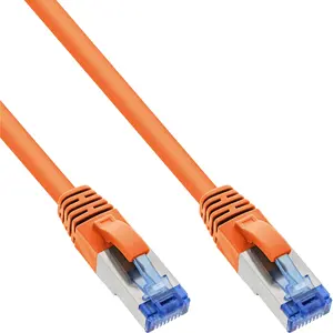 Патч-корд InLine S/FTP PiMF Cat.6A без галогенов 500МГц RJ-45 оранжевый 0.25м