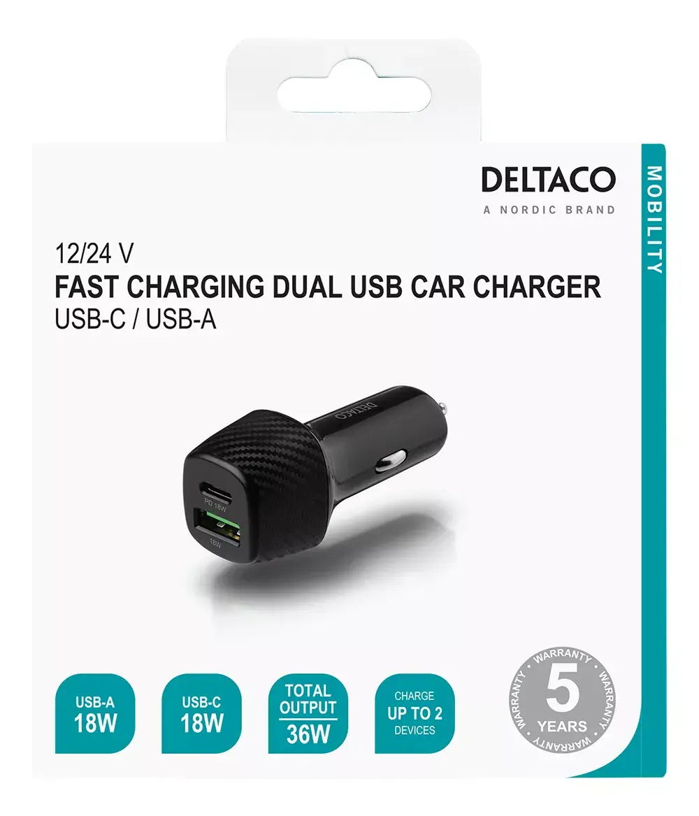 Автомобильное зарядное устройство Deltaco USBC-CAR120 Photo 3
