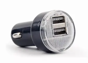 Car charger Gembird EG-U2C2A-CAR-02, 12–24V input, 5V/2.1A output, 2× USB 2.0, black