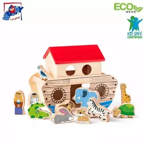 Woody 90917 Eco Wood Educational Game Noah's Ark Animal Blocks set for kids 3+ (29x24cm)