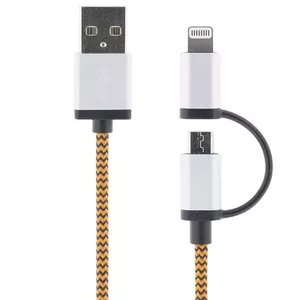 Telefona kabelis STREETZ USB-microUSB+Zibens, 1,0 m, oranžs / IPLH-241