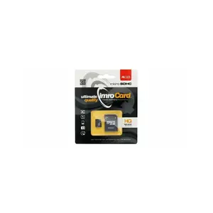 MicroSDHC memory card IMRO MicroSD10/4G ADP — 4 GB, Class 10, Read 82 MB/s, Write 21 MB/s, Shock‑resistant, Black