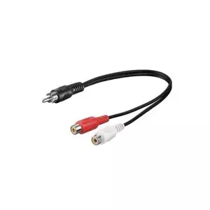 Audio adapter cable PREMIUMCORD KJACKCY1-02 — 1x 3.5mm male to 2x 3.5mm female, 20 cm