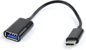 OTG kabelis GEMBIRD A-OTG-CMAF2-01 — USB C (vīrietis) uz USB A (sieviete), 0,2 m, melns