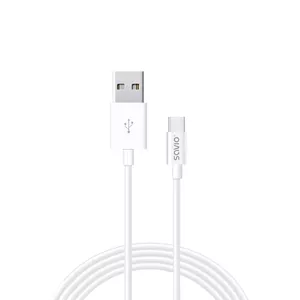 USB cable SAVIO CL-126 1 m USB-C to USB-A, USB 2.0, white, nickel-plated contacts